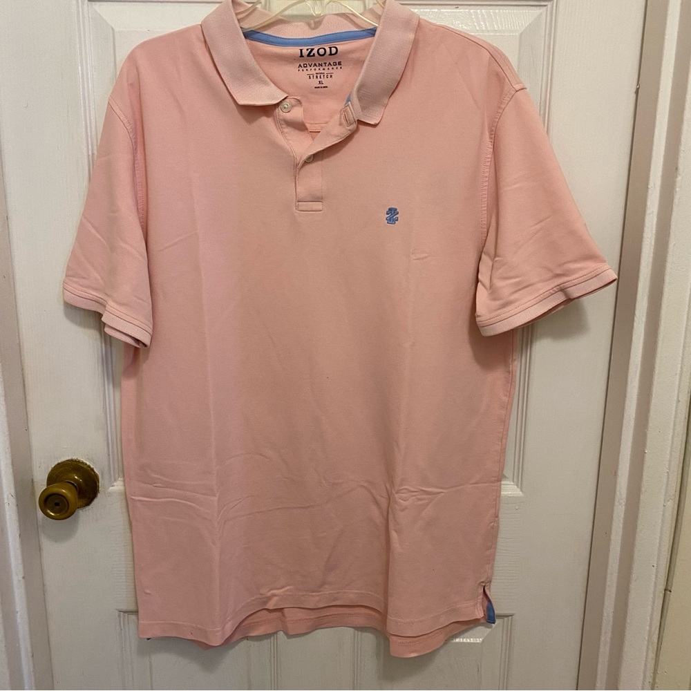 Izod Men's Light Pink Polo Shirt XL Advantage Performance Golf Preppy Stretch